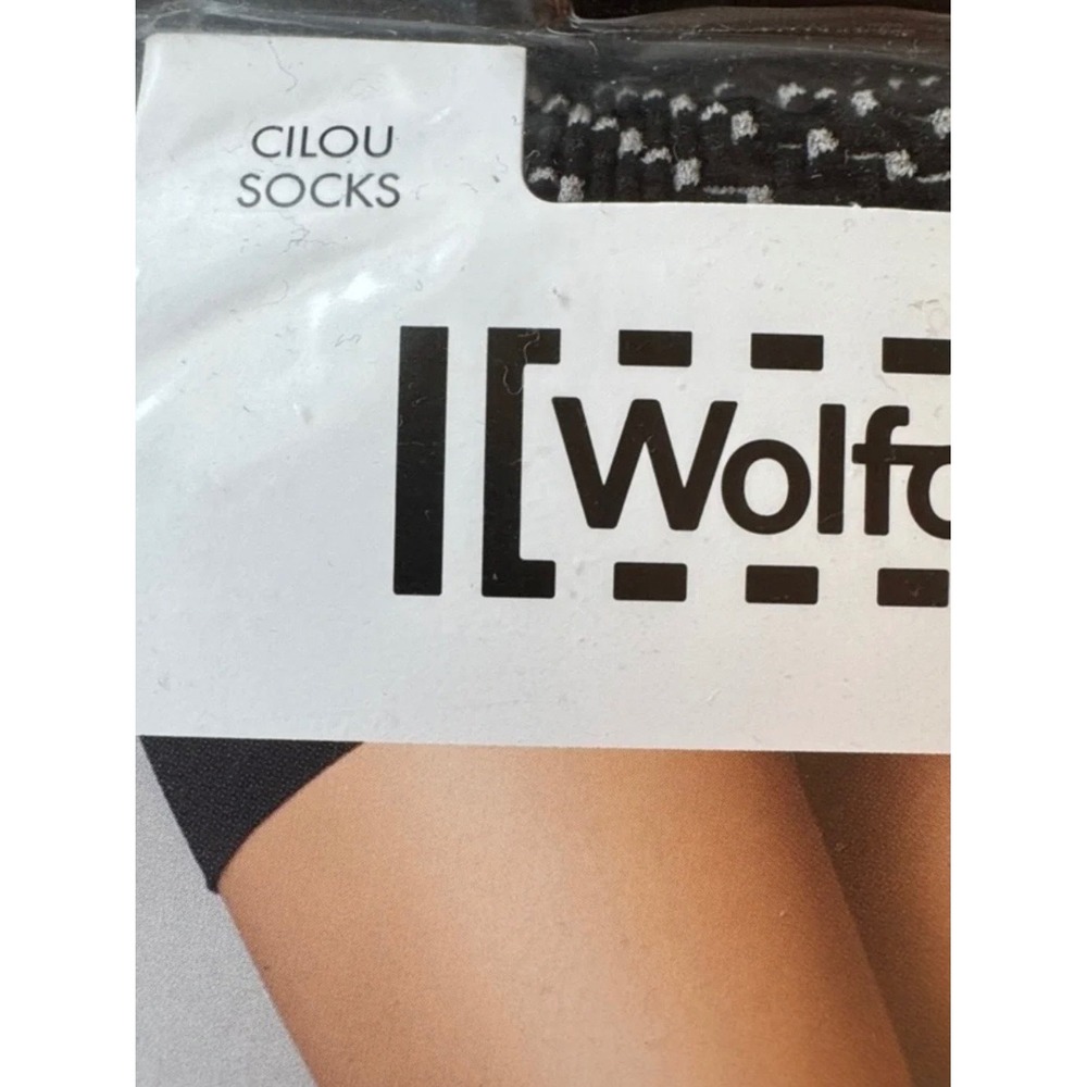 Wolford Cilou Socks Black White Textured Net Ankle Socks Small 41274 NEW - Picture 2 of 6
